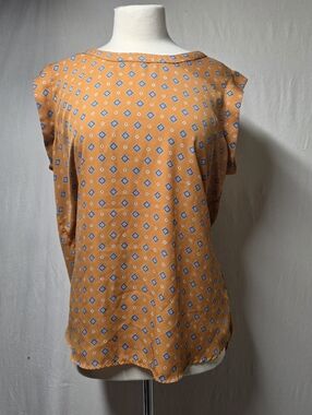 WOMENS PLEIONE ORANGE CAP SLEEVE SHEER BLOUSE SIZE XL
